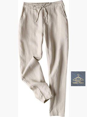 High Waisted Linen Blend Jogger Pants with Drawstring